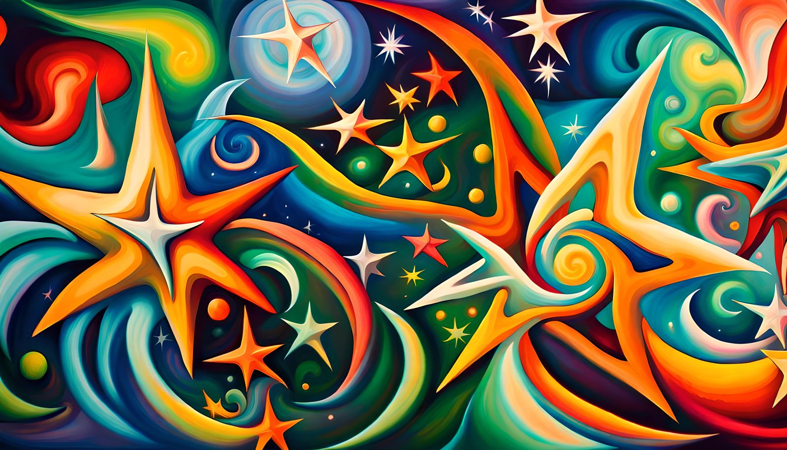 Swirling Star-Beings in Electromagnetic Maelstrom as Impasto...