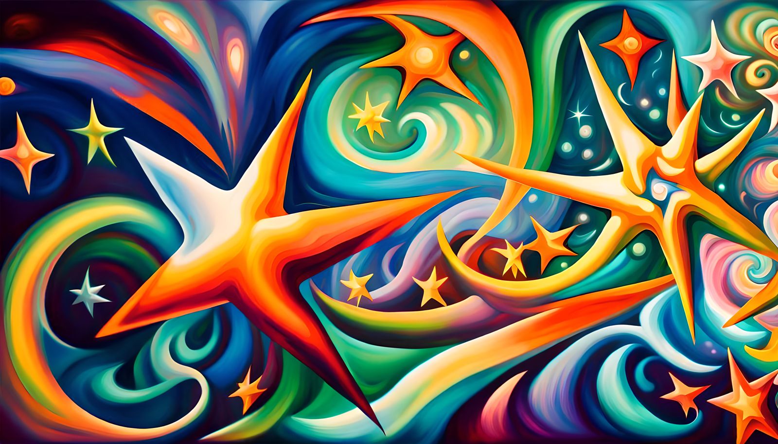 Swirling Star-Beings in Electromagnetic Plasma: Impasto Oil