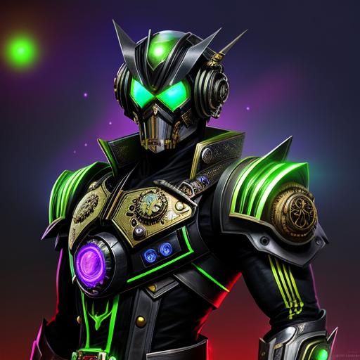 Steampunk Kamen Rider with Neon Glow