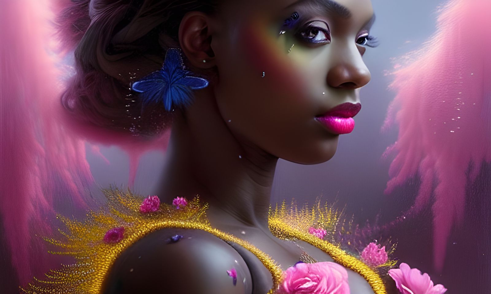 Radiant Beauty Amidst Fairy Dust in Hyperrealism