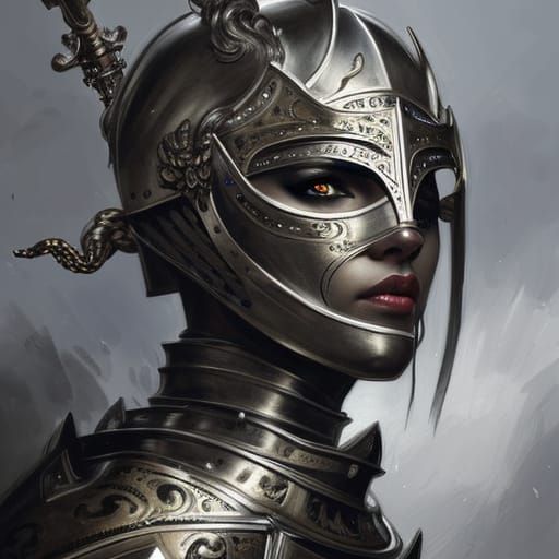 Female Knight in Ebony Armor: Digital Illustration