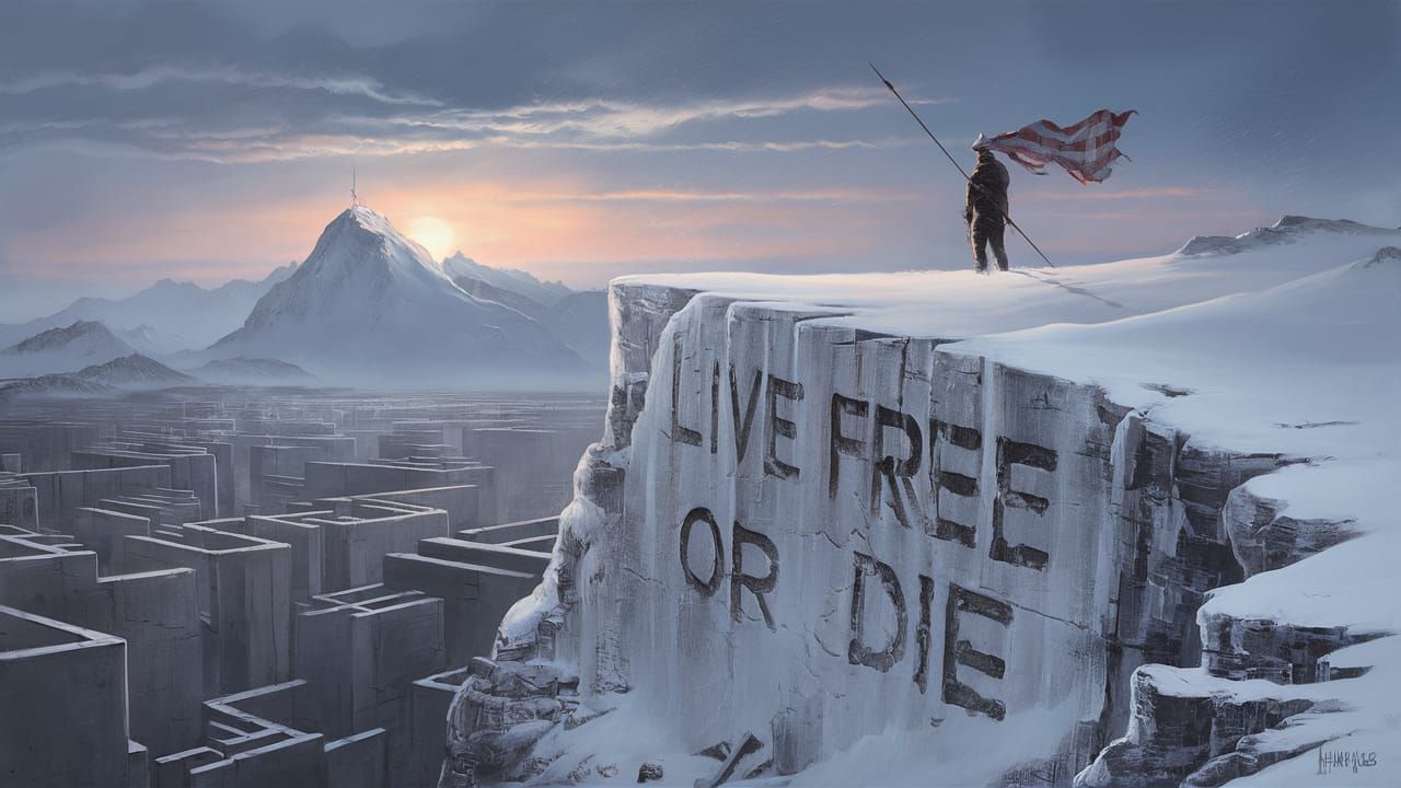 Lone Figure Defies Authoritarian City at Dawn