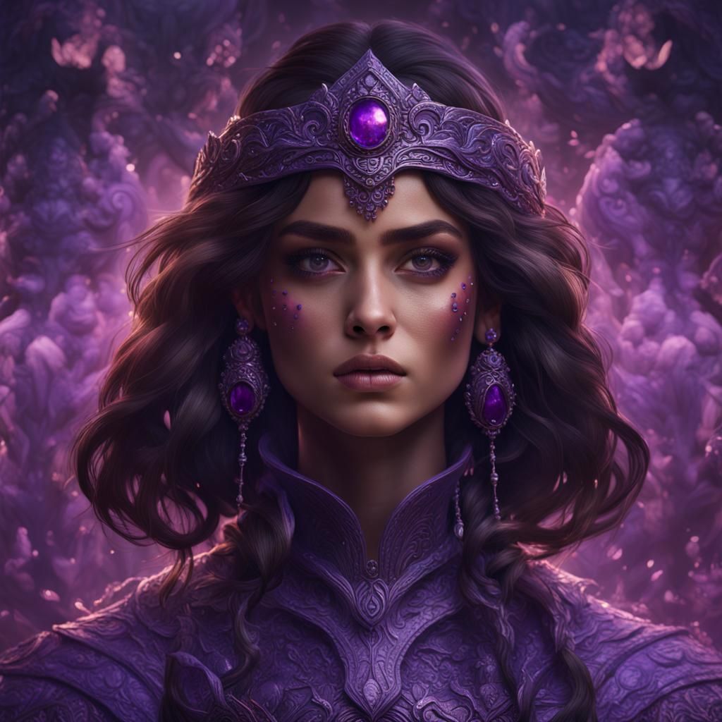 Fantasy Portrait: Young Woman with Violet Eyes