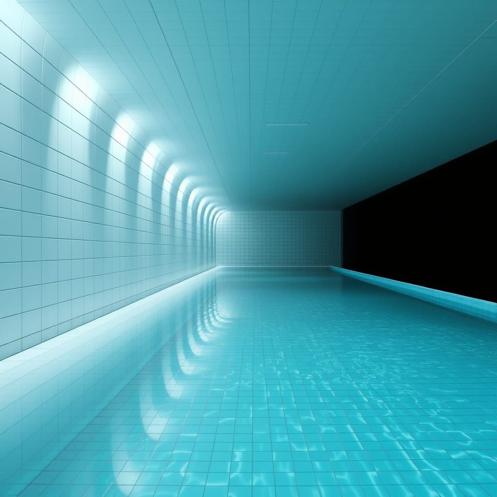 Clinical Indoor Swimming Pool in Eerie Liminal Space
