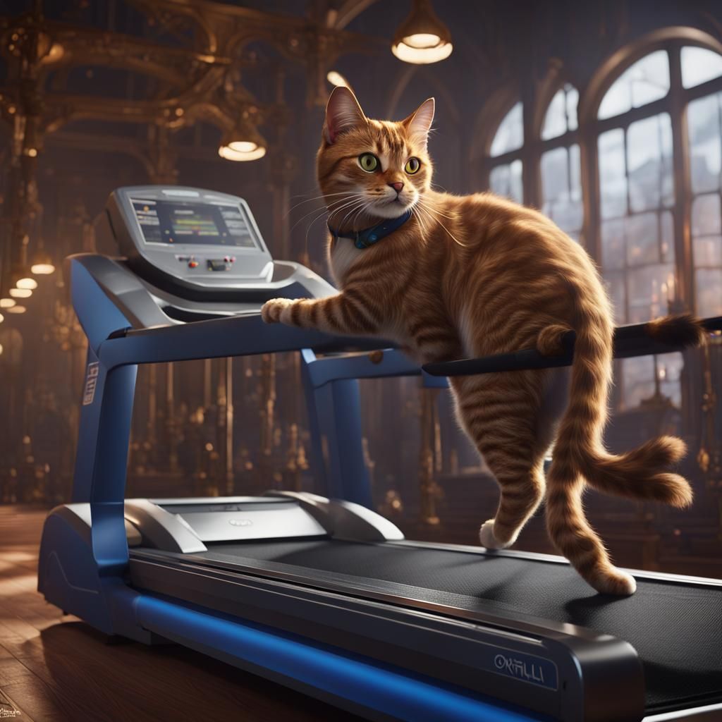 Cat on Treadmill Training for the Olympics