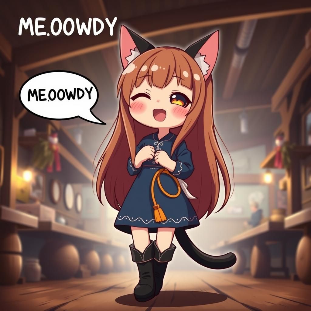 Adorable Anime Catgirl in Western Saloon