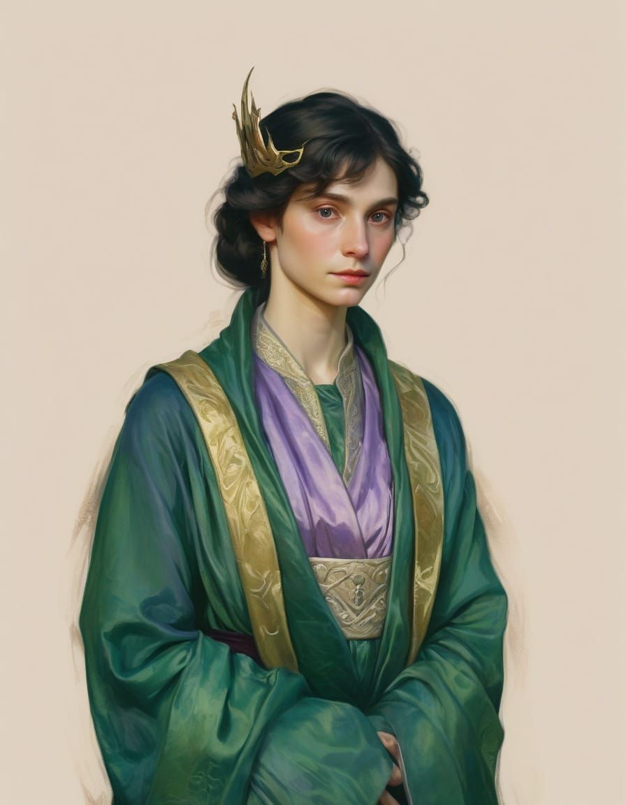 Elegant Elf Queen in Renaissance Portrait