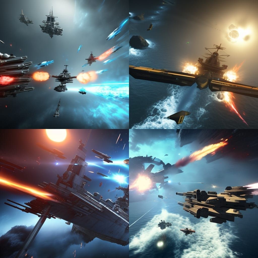 Pirate Squadron Attacks Warship in Space Battle