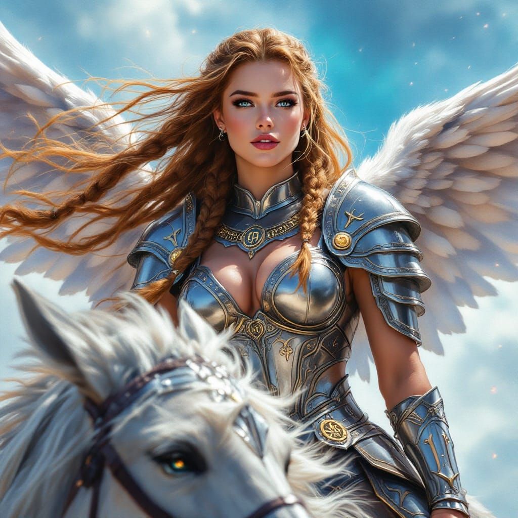 Valkyrie's Majesty: Norse Goddess in Watercolor