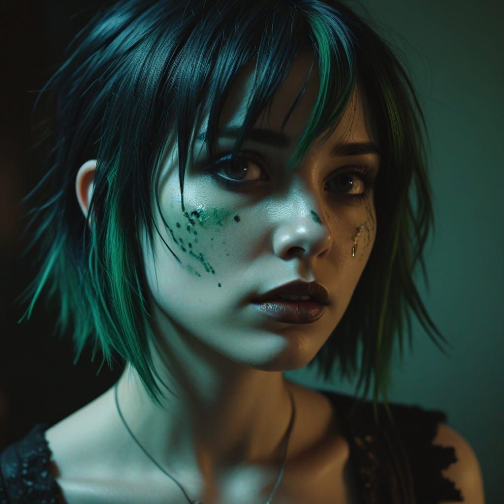 Dramatic Goth Girl Portrait in Cinematic Style