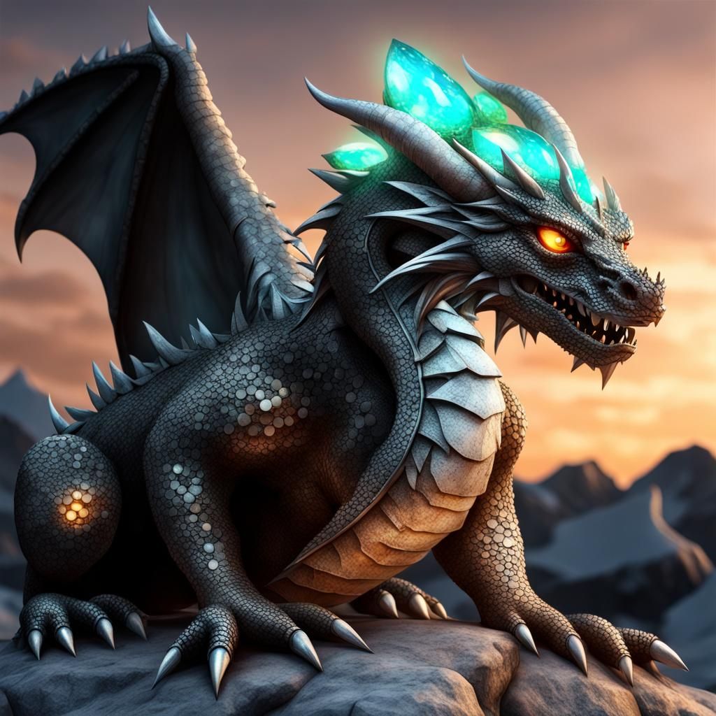 Hyperrealistic Gemstone Dragon in 64k