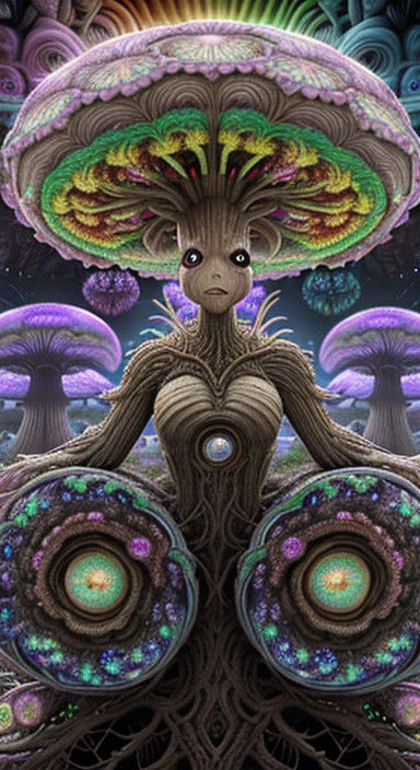 Surreal Cyberpunk Goddess with Perfectly Symmetrical Feature...