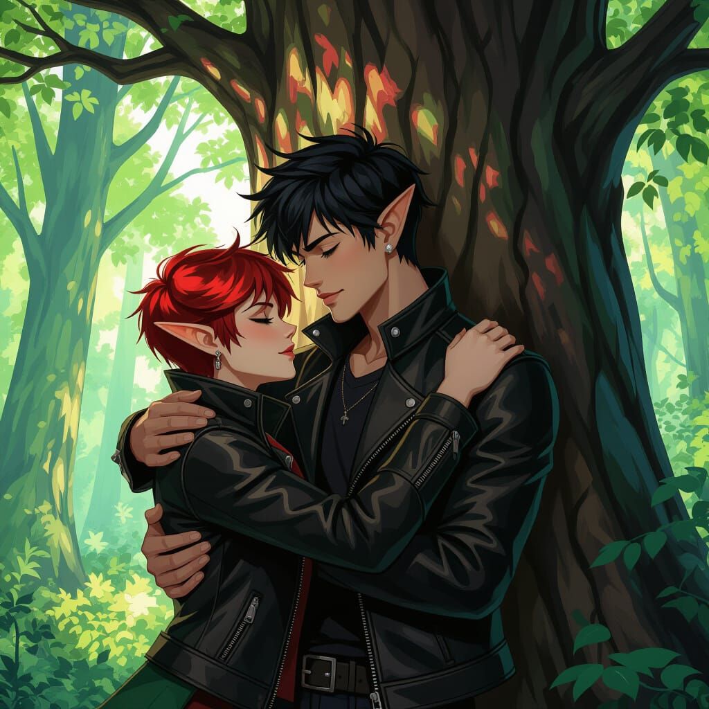 Anime Man Pinned in Forest: Fantasy Concept Art