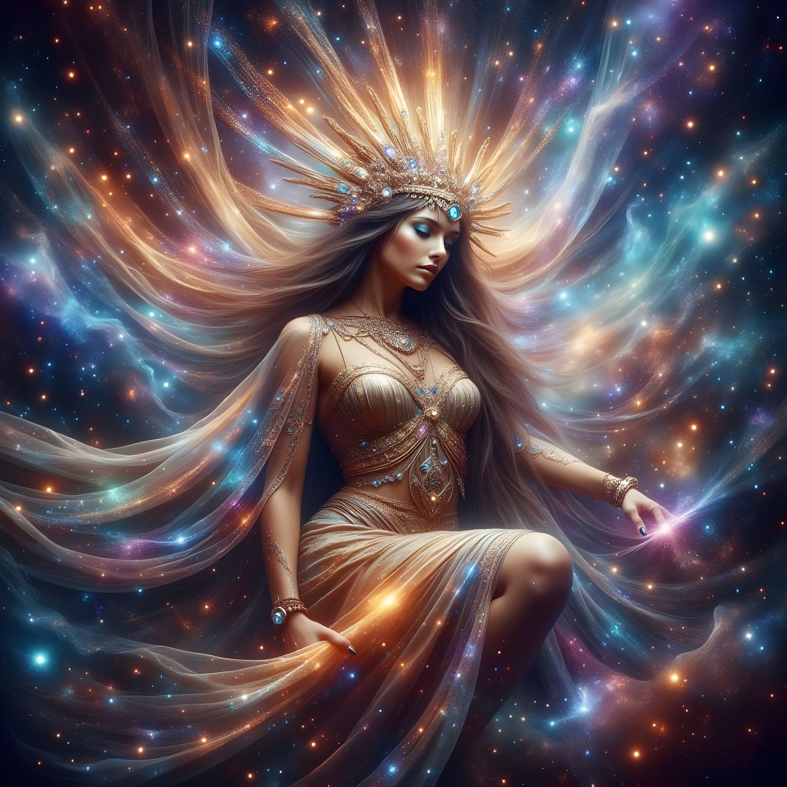Celestial Queen Portrait in Epic Fantasy Style