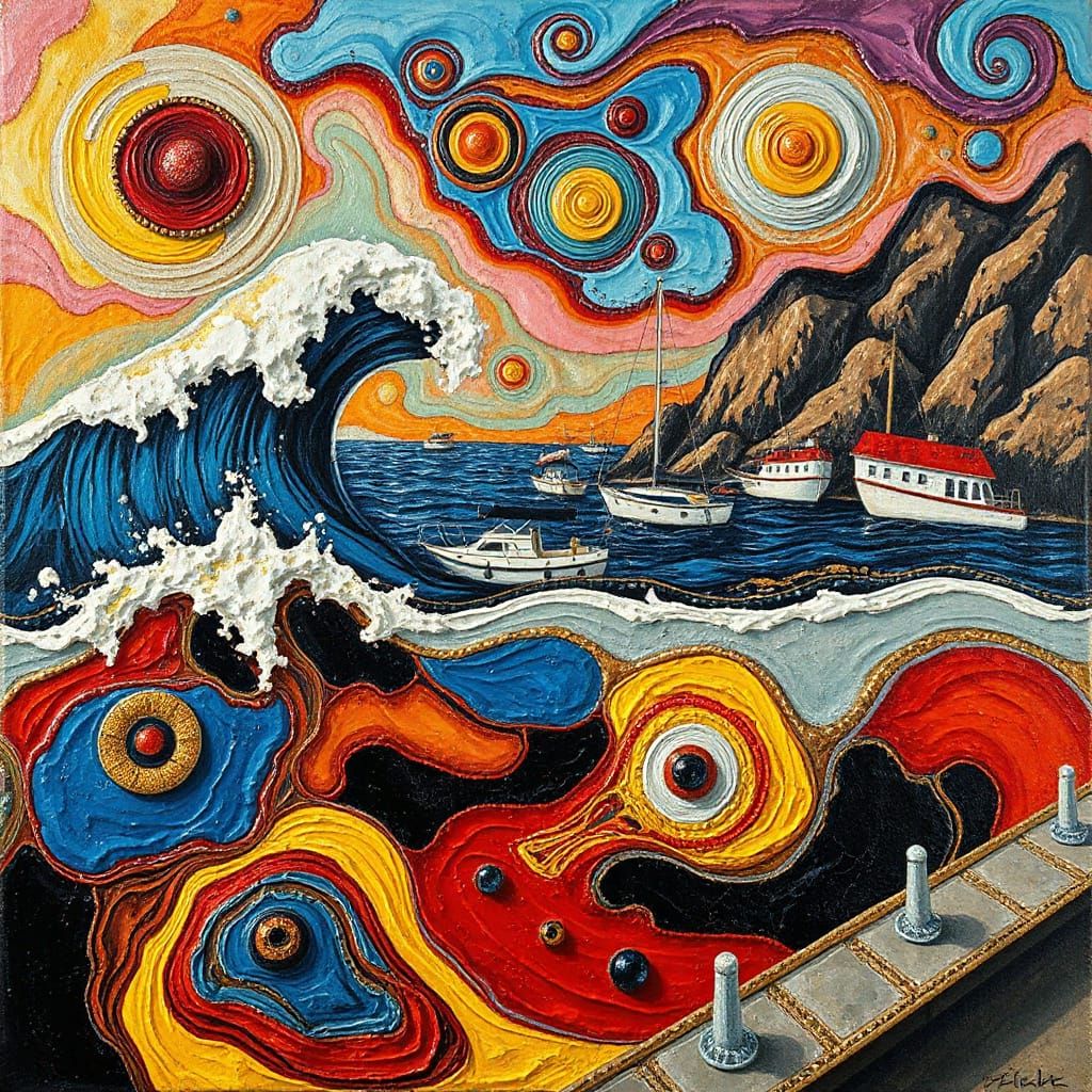 Molten Paint Sea Forms Surreal Tidal Waves