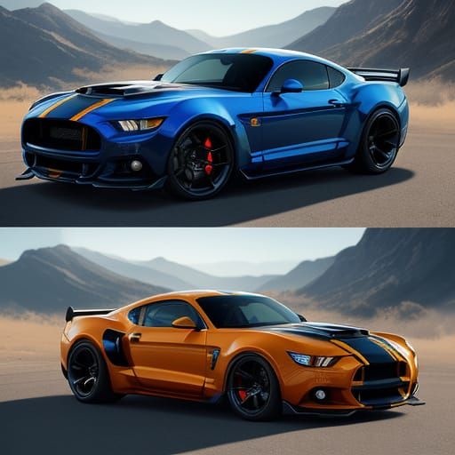 Indigenous Inspired Chrome Shelby Cars in Vivid Blues and Or...