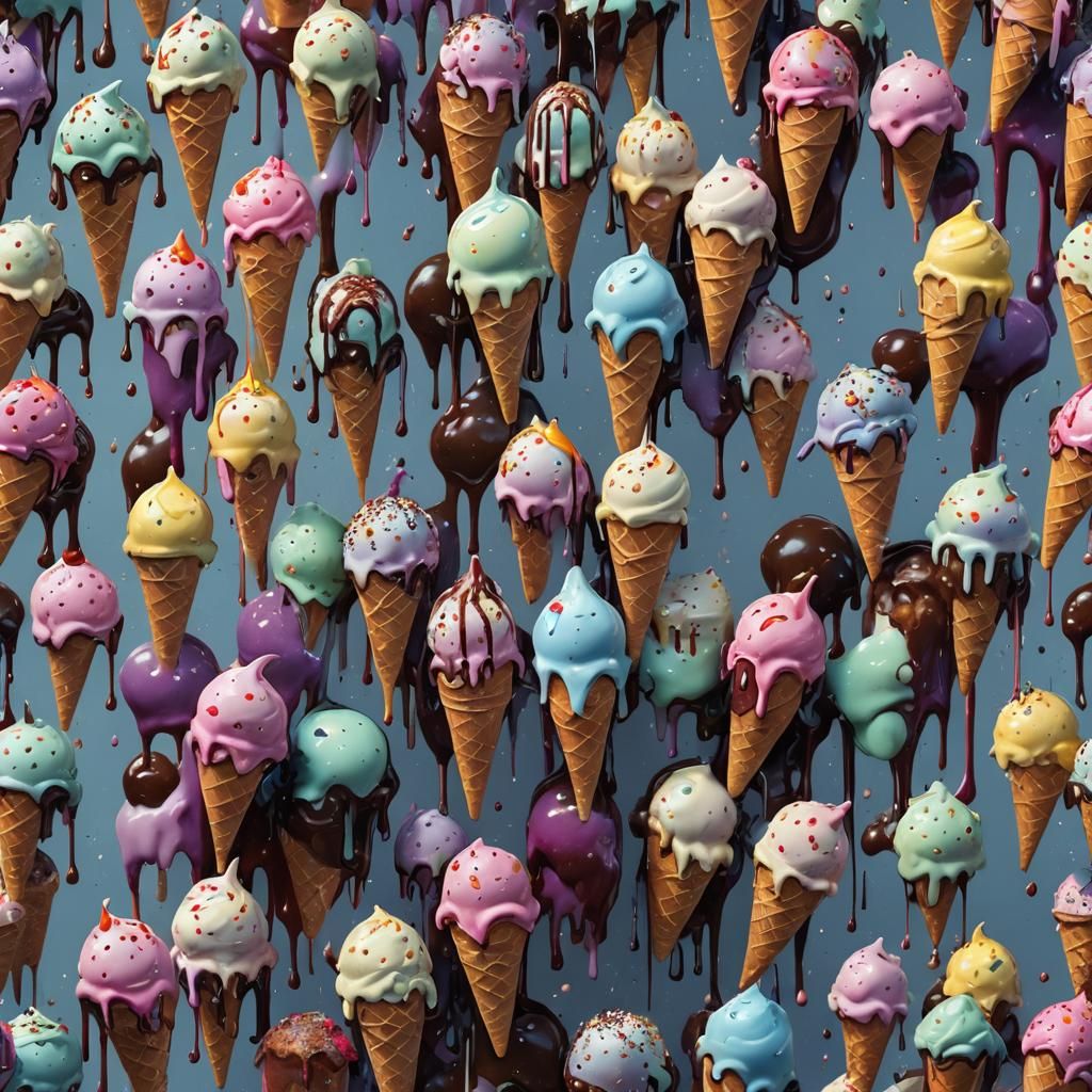 Fantastical Dripping Ice Cream in Detailed Matte Painting