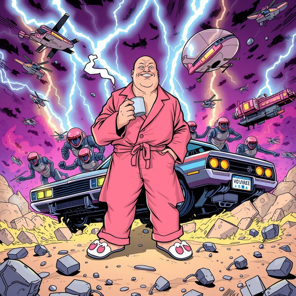 Everyman Hero Stands Against Alien Invasion in Comic Style