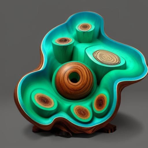 Multilobed Amoeba Wood Sculpture with Pseudopodia