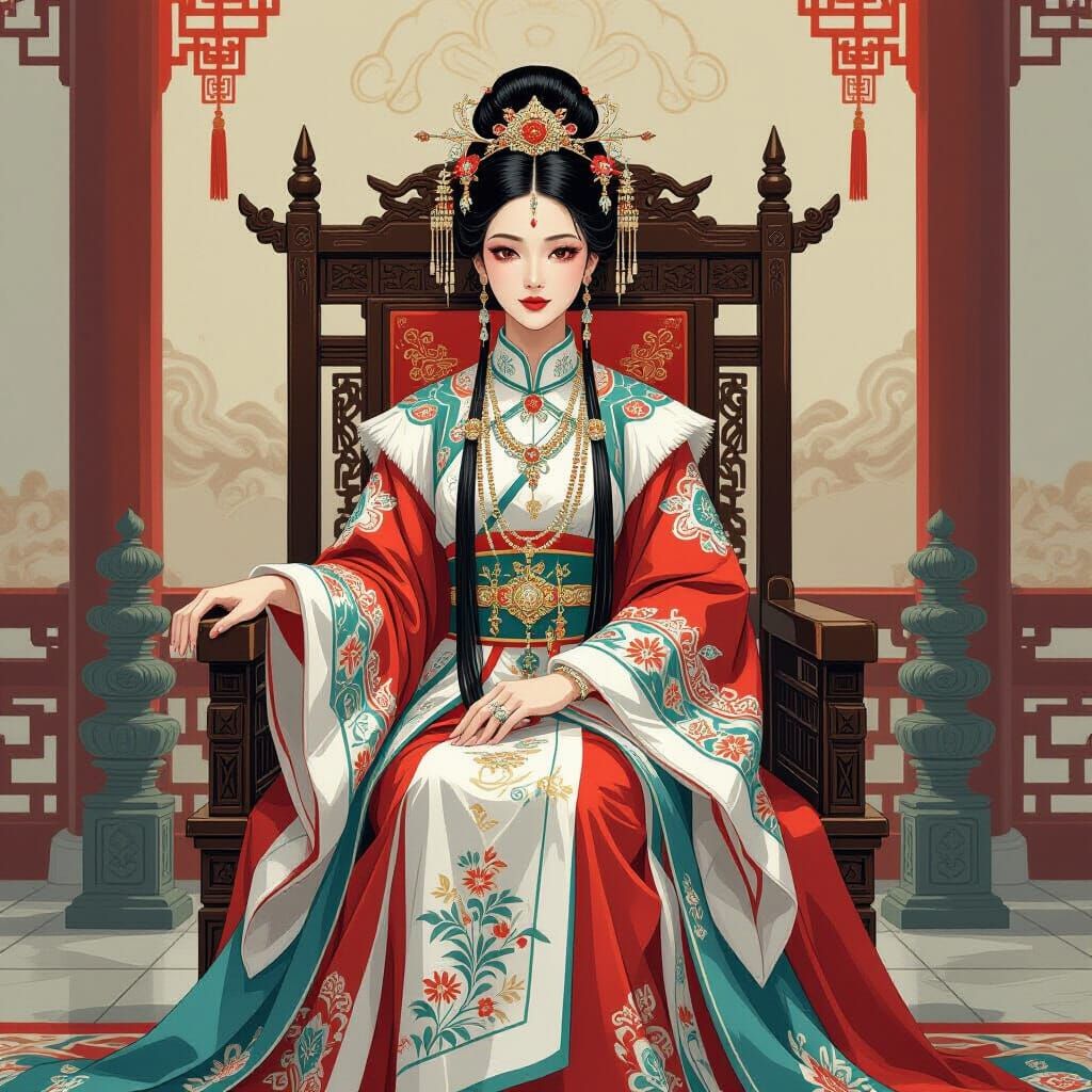 Chinese Queen in Ming Dynasty Style, Inspired by Fantasy Art