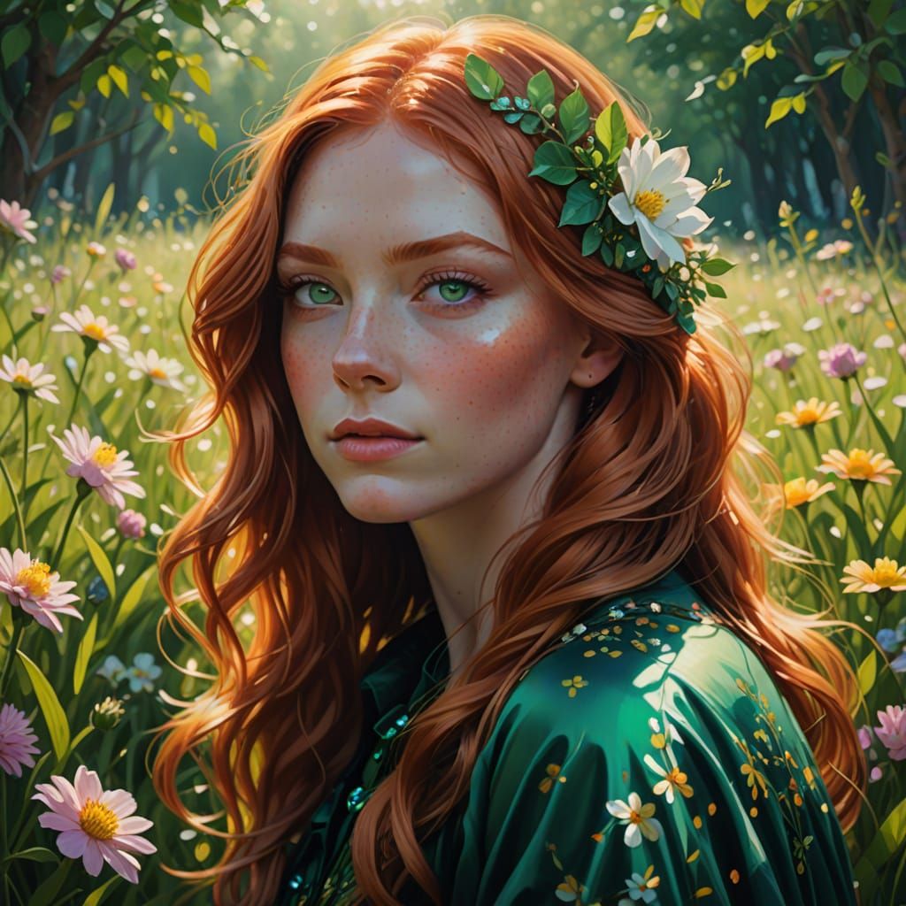 Ginger Goddess Amidst Vibrant Blooms