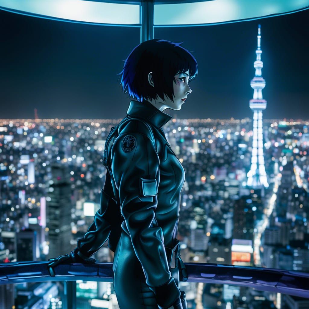 Kusanagi Motoko, watching from the top of SKYTREE, in the To...