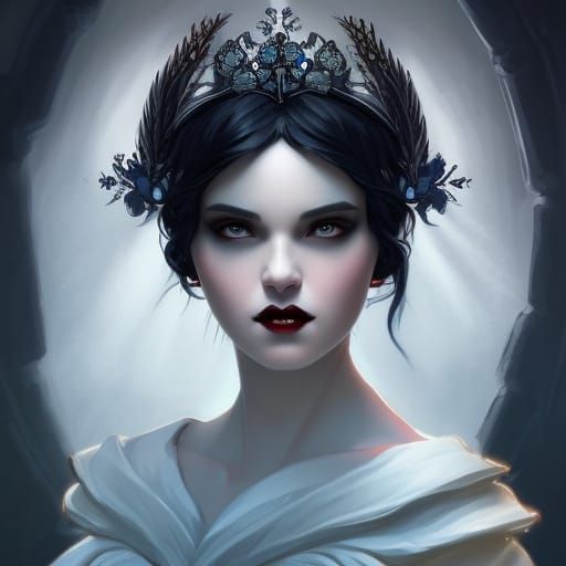 Gothic Snow White Portrait in Hyperdetailed Digital Art
