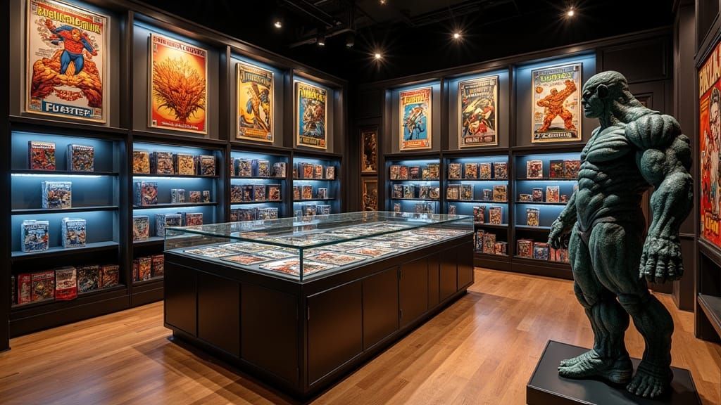 Elegant Modern Comic Shop with Fantastic Four Collection