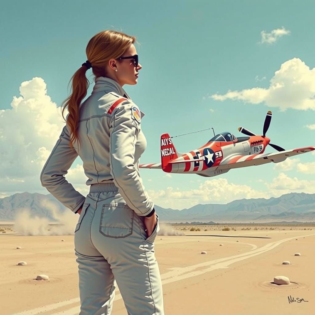 Retro-Futuristic Aviation Pin-Up