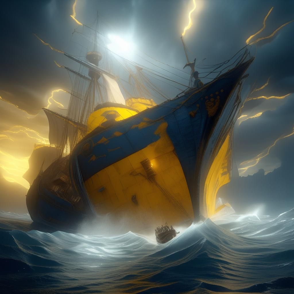 Ship in Stormy Seas, Turner Style