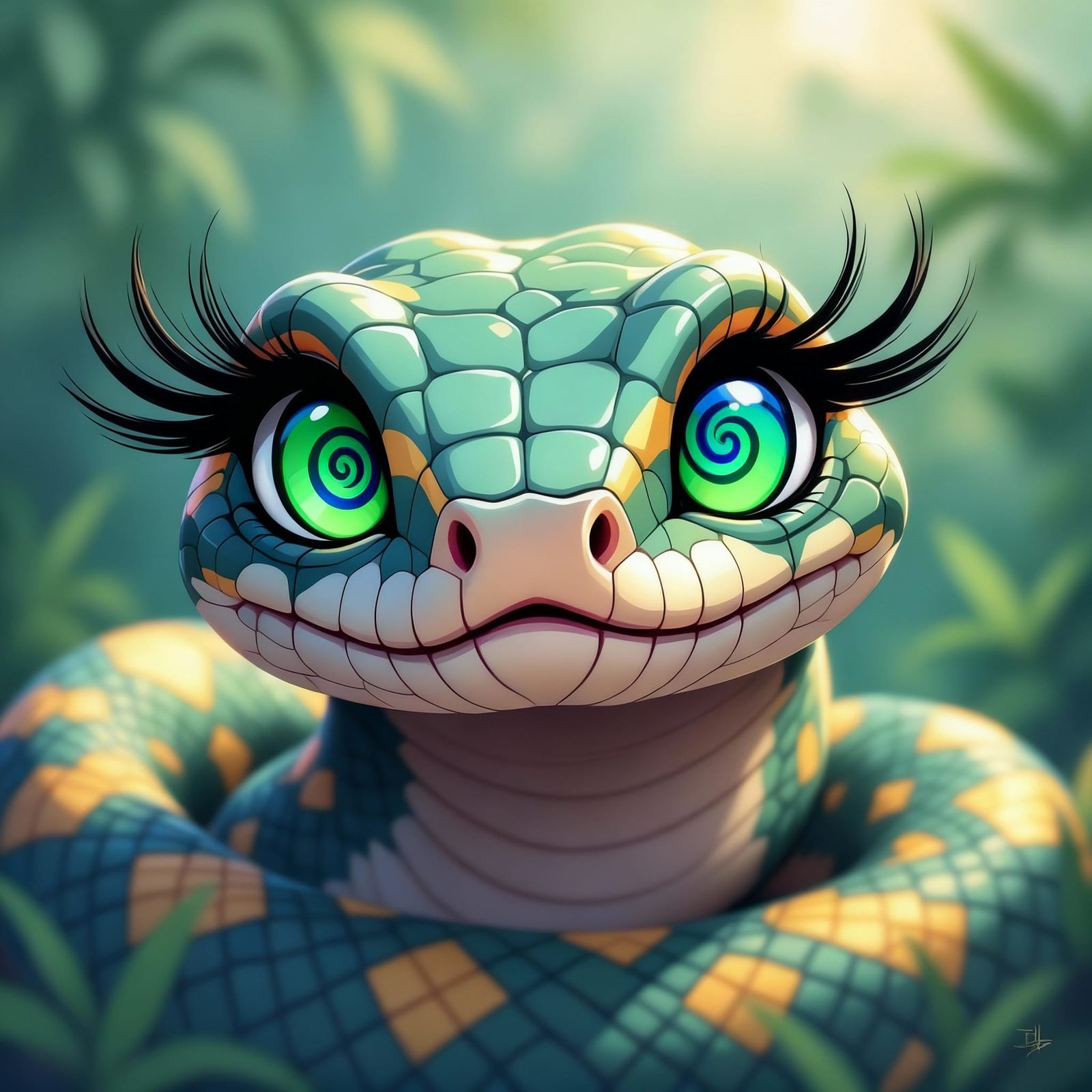 Hypnotized Indian Rock Python with Giant Eyelashes