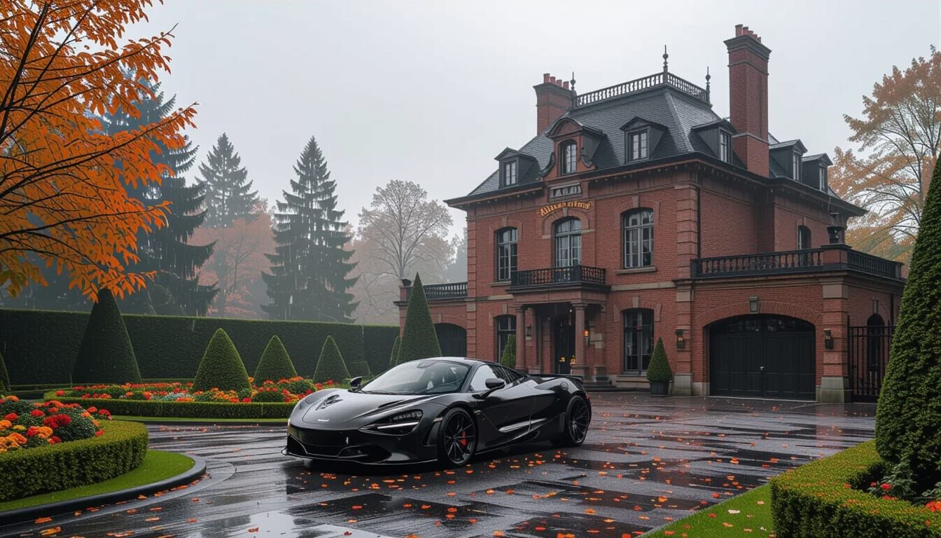 Victorian Chateau with McLaren in Misty Autumn