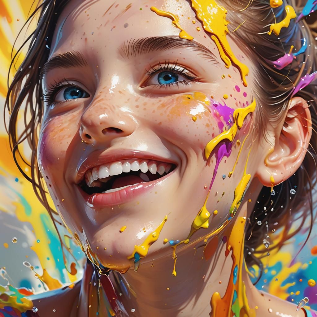 Hyperrealistic Portrait of Youth in Splash Art Style