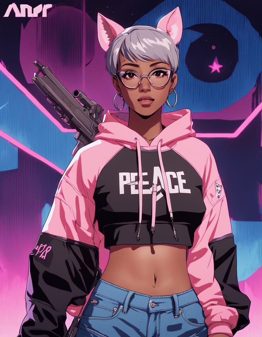 Anime Girl in Cyberpunk City