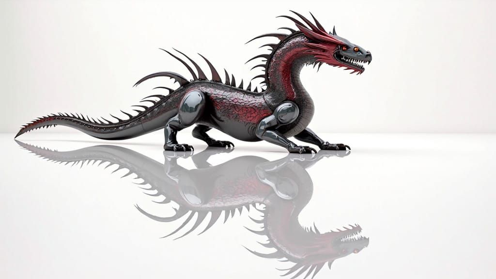 Futuristic Dragon in Mirrored OP-ART Pattern