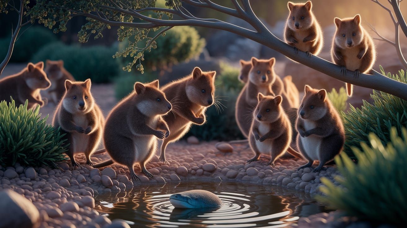 Quokkas at Play in Queensland's Sunlit Landscape