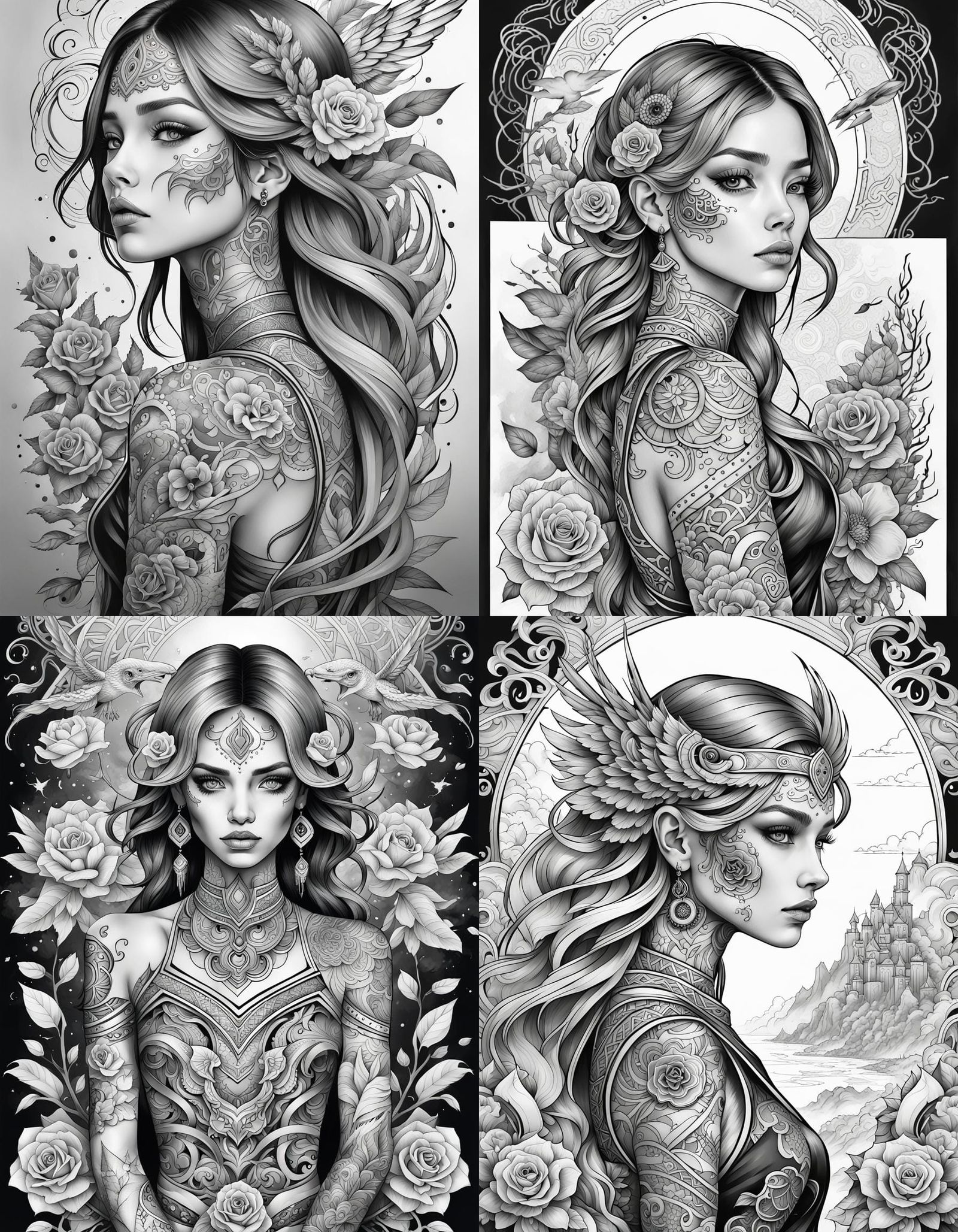 Simple Tattoo Outline for Adult Coloring Book