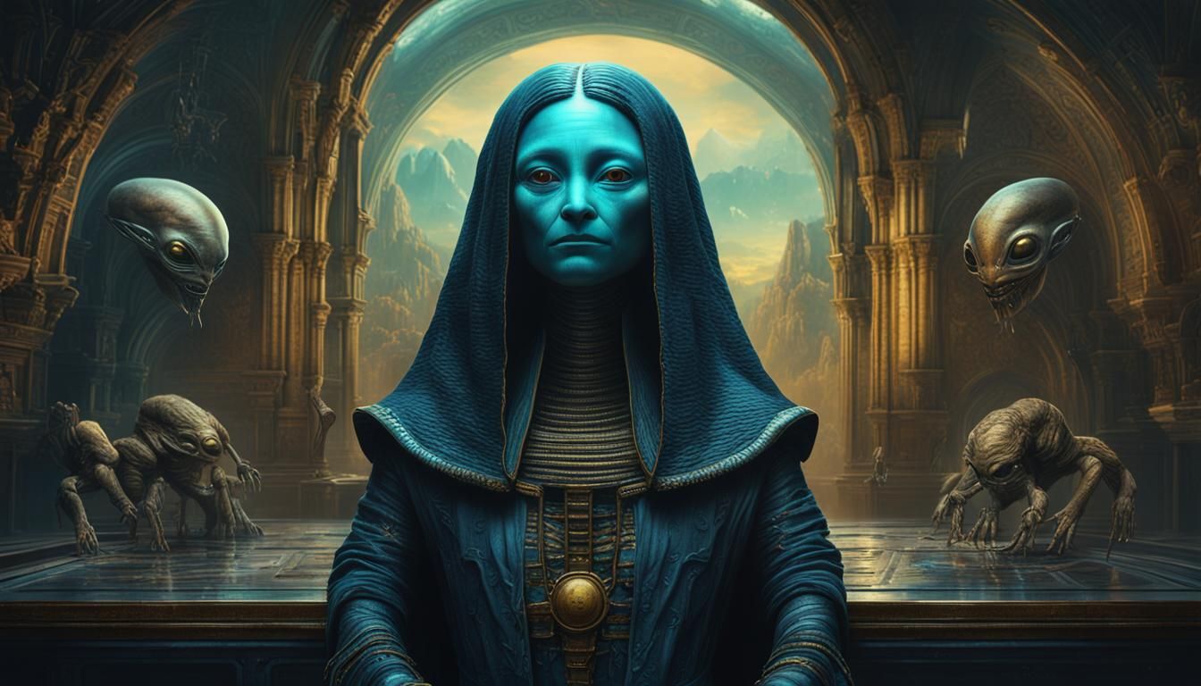 Alien Mona Lisa: Detailed Matte Painting