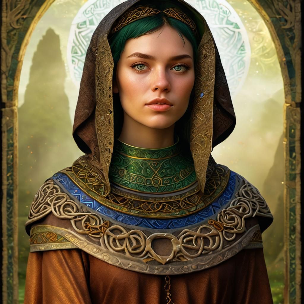 Celtic Woman at Stone Circle in Digital Art