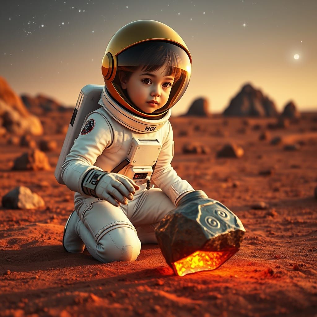 Young Astronaut Discovers Alien Relic in Barren, Starry Land...