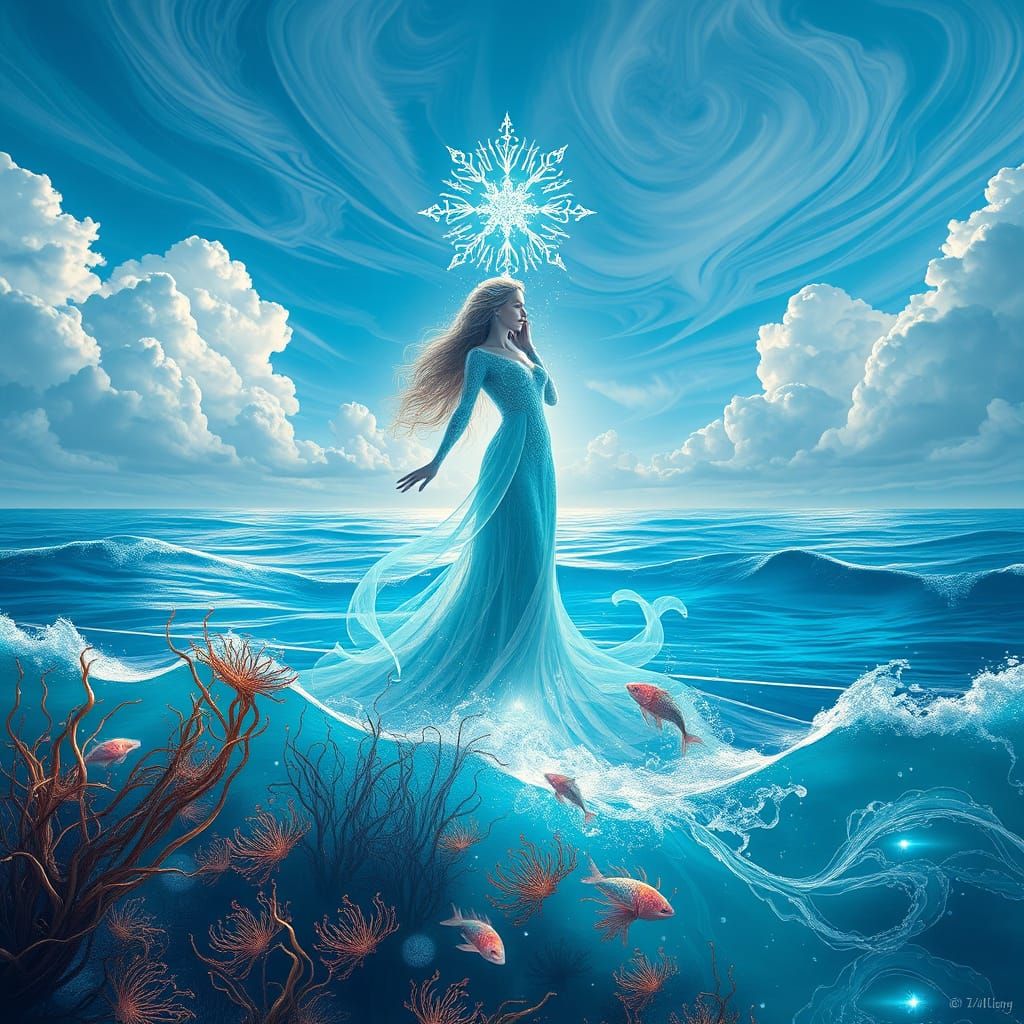 Divine Ocean Goddess Radiates Aura of Serenity