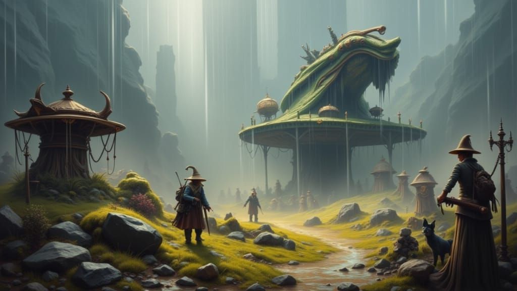 AI Generated Landscape with Rain Effect