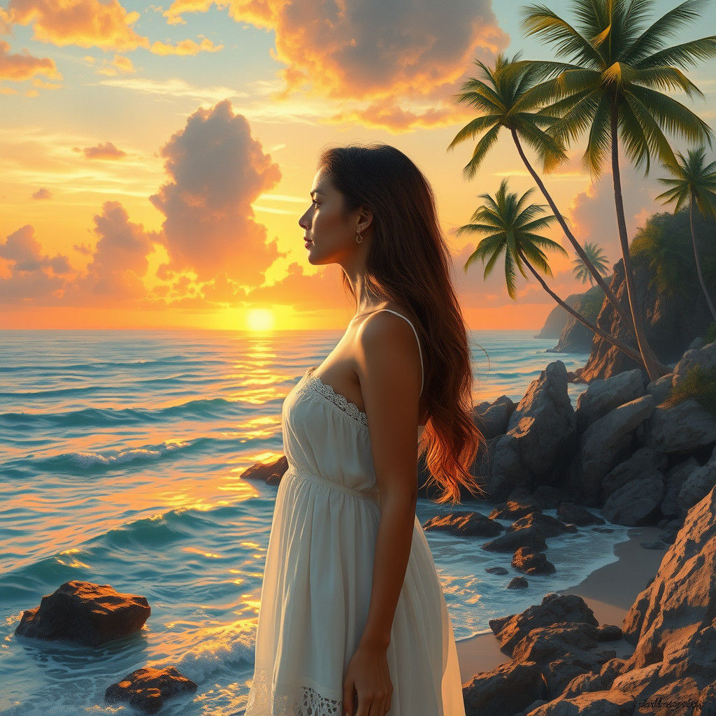 Dream Sunset: Ethereal Painting of Tranquil Ocean