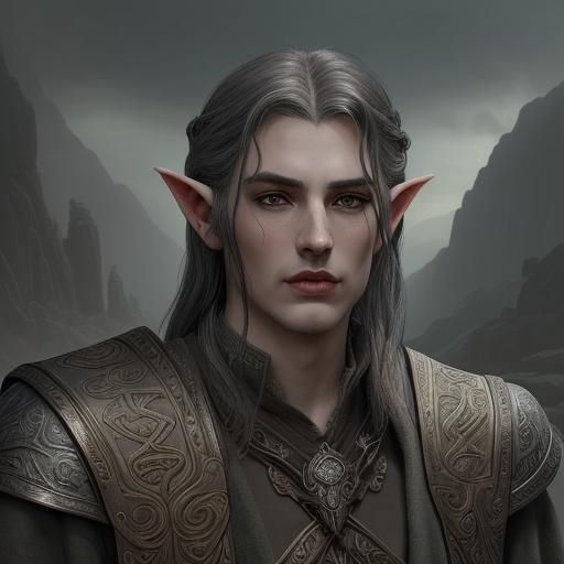 Wild Elf Portrait in Art Deco Style