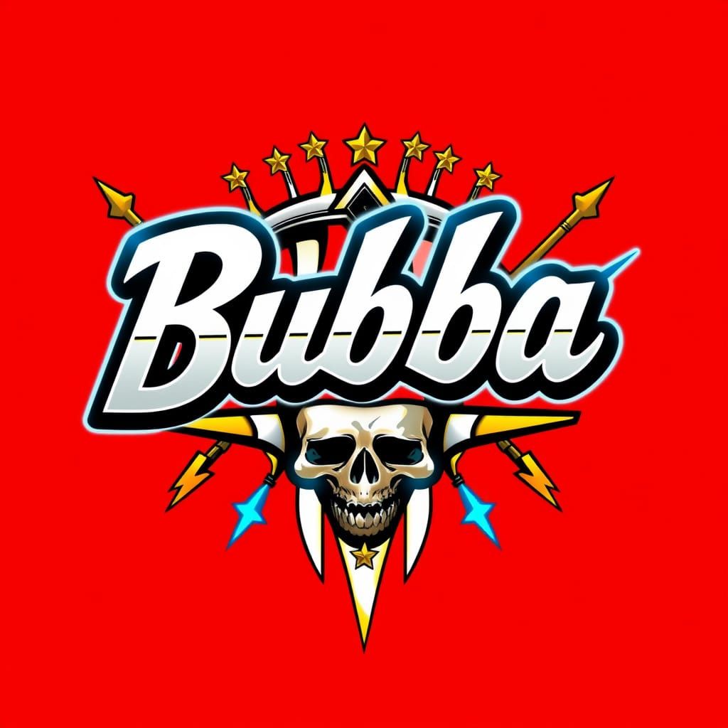 Cyberpunk Bubba Logo with Racing Elements