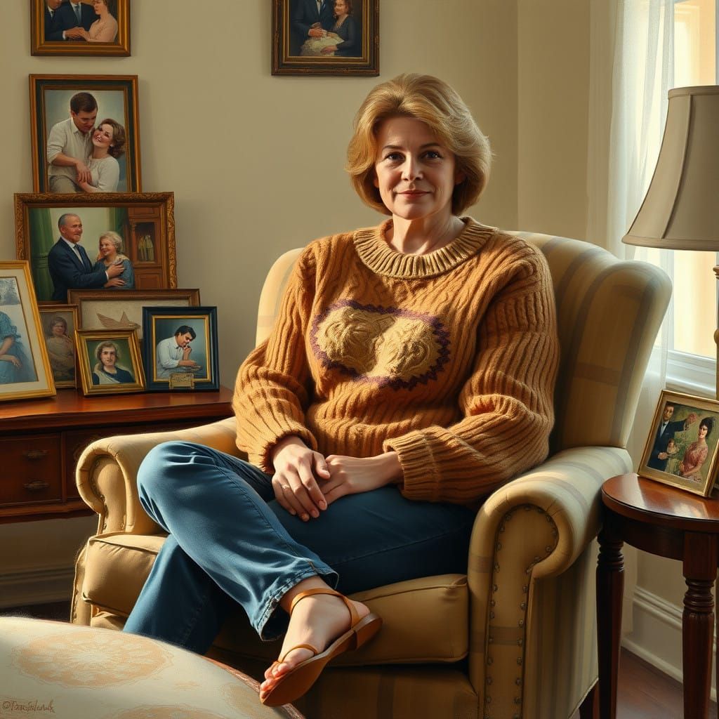 Nurturing Family Portrait in a Cozy Domestic Setting