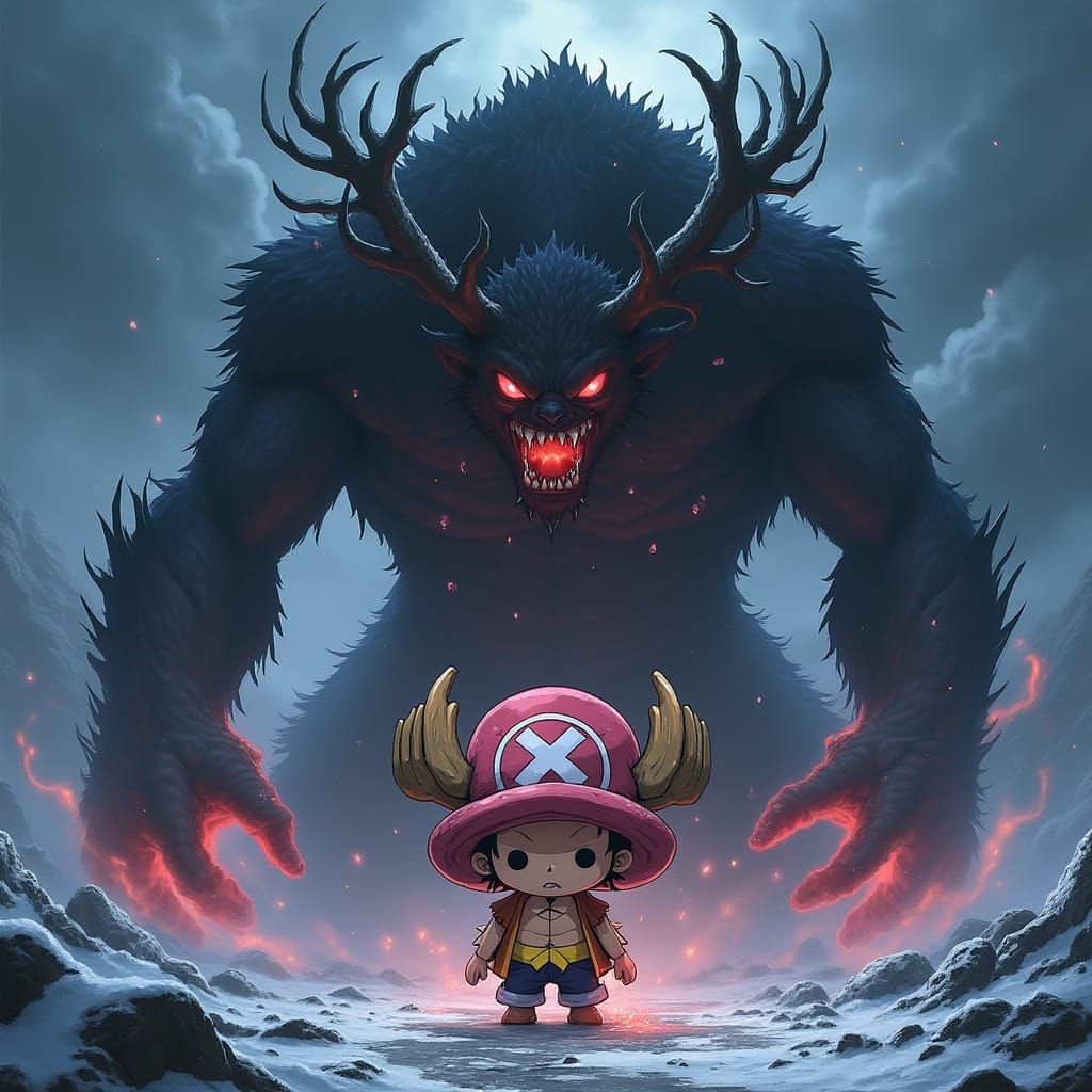 Demonic Transformation of Chopper in Horror Anime Style