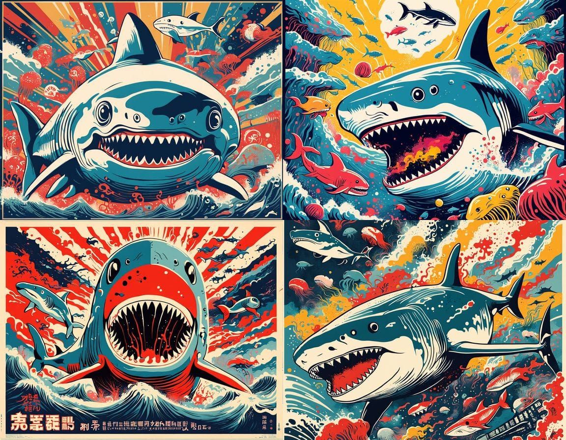 Surreal Japanese Blockbuster Poster in Whimsical Retro Style