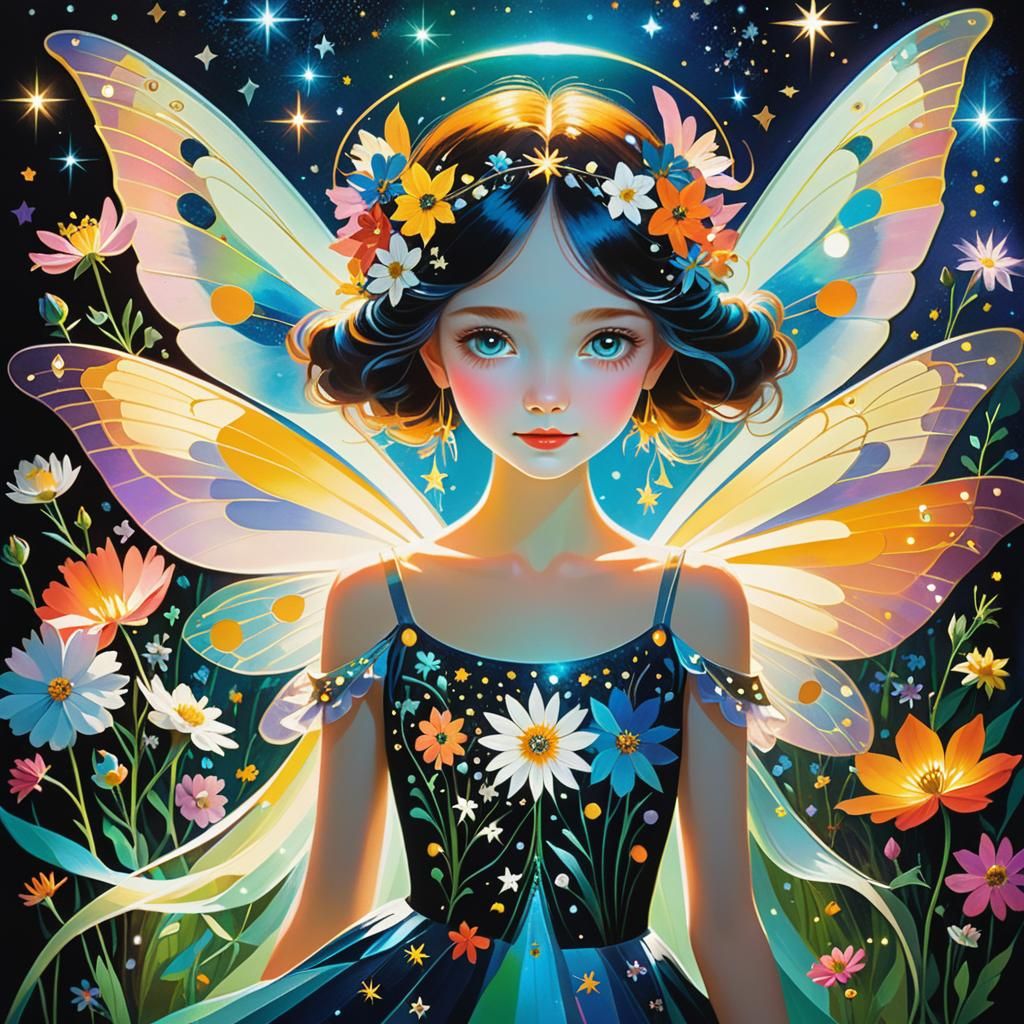 Enchanted Fairy with Radiant Iridescent Wings