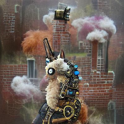 Steampunk Fluffy Llama in Intricate Detail